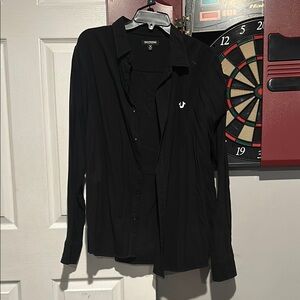True Religion Black Casual Button Down Shirt